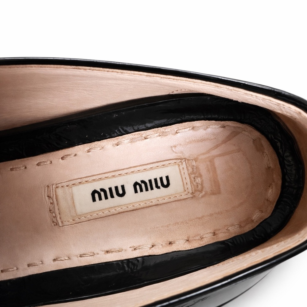 Miu Miu Crystal Toe Patent Leather Sneakers EU 36.5 Black Lace Up Luxury - Picture 7 of 9